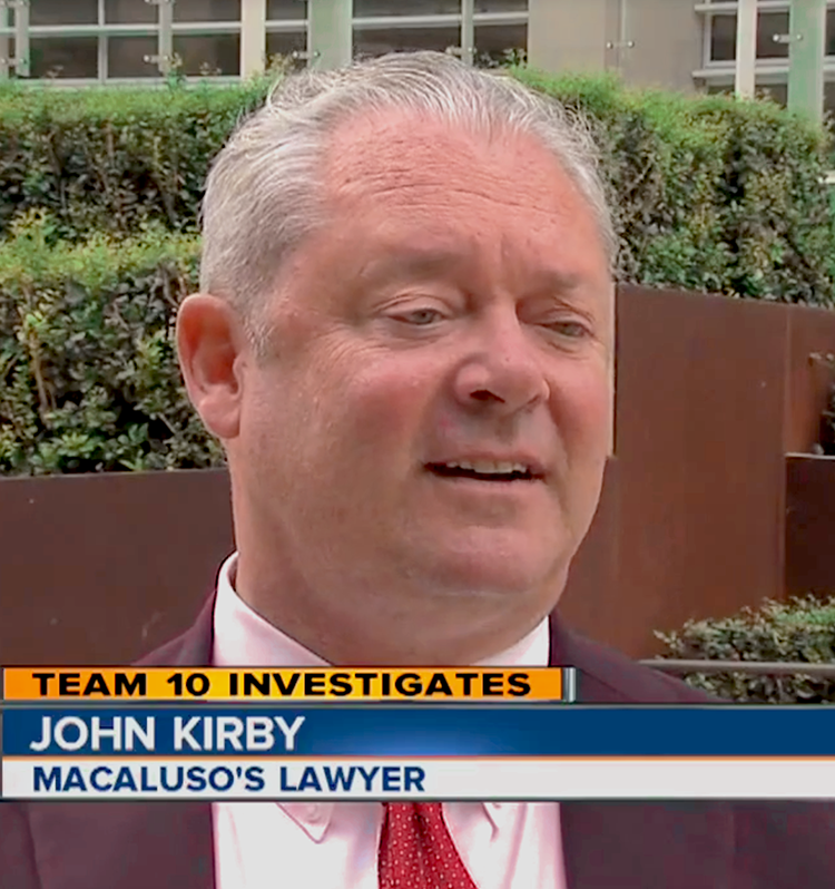 John D. Kirby talks to Channel 10 about Macaluso